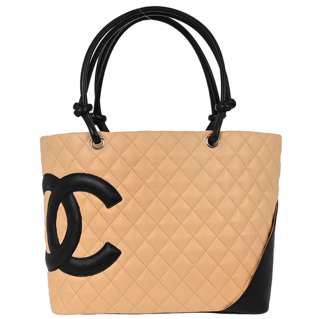 Chanel 2004-2005 Beige Calfskin Cambon Ligne Tote Handbag in Beige Calfskin from AMORE Vintage Tokyo