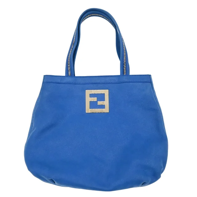Fendi Cobalt Blue Nubuck FF Chains Tote Bag in Blue Suede from Clotheshorse Anonymous