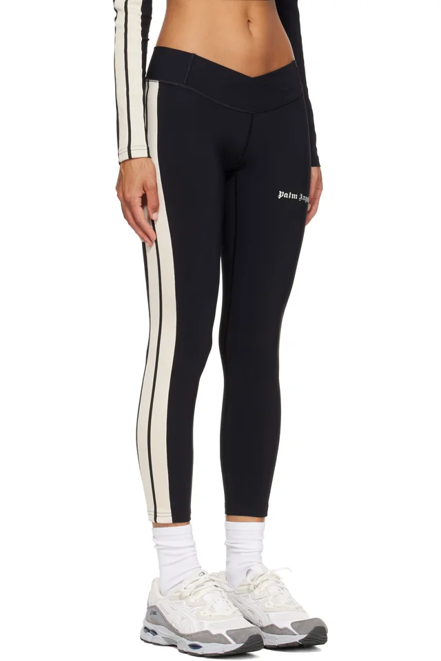 Palm Angels Black Classic Logo Low Track Leggings, photo 2 of 4 from SSENSE