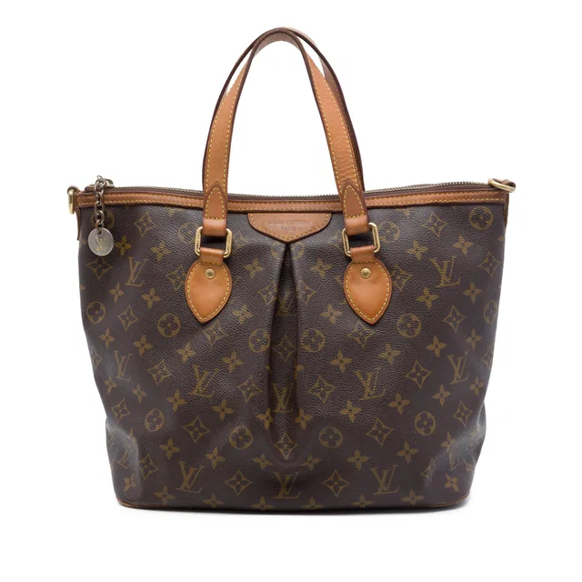 Brown Louis Vuitton Monogram Palermo PM Satchel in Brown Coated canvas from Designer Revival