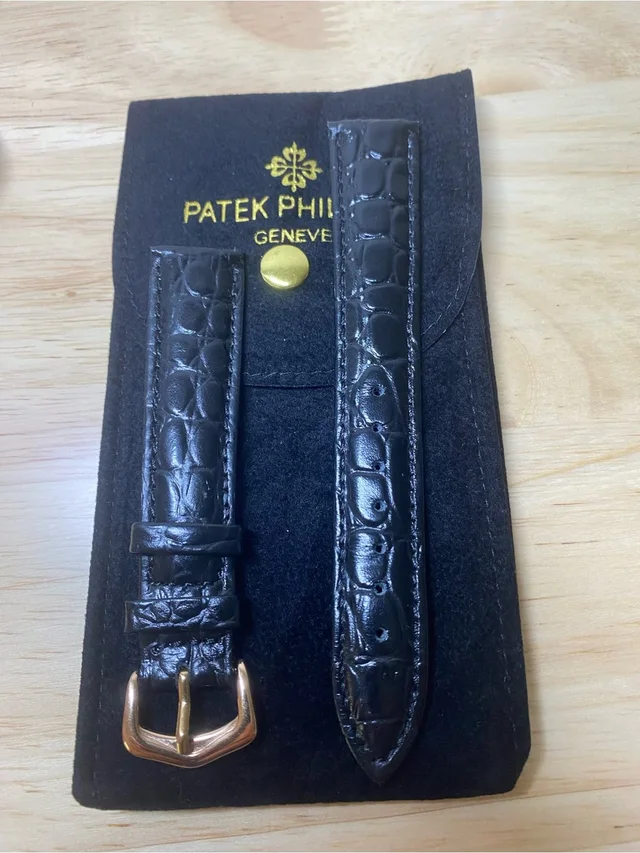Patek Philippe Black Leather Watch Strap Gold Rose Plated Buckle 18mm in black|gold Leather from Poshmark