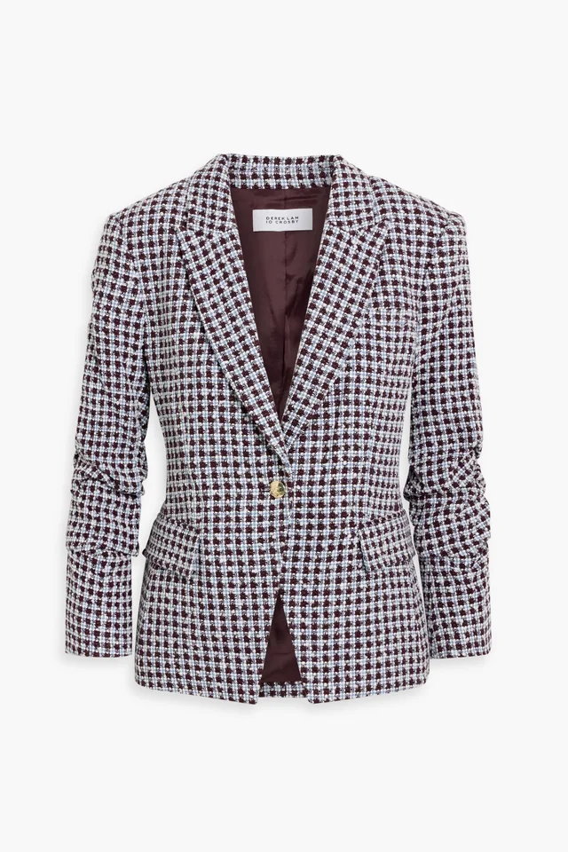 Derek Lam 10 Crosby Ralph Ruched Cotton-Blend Tweed Blazer in Brown from THE OUTNET, photo 1 of 1