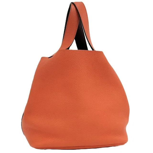 Hermès Picotin Lock MM Handbag Leather Orange in Orange Leather from The Reluxe