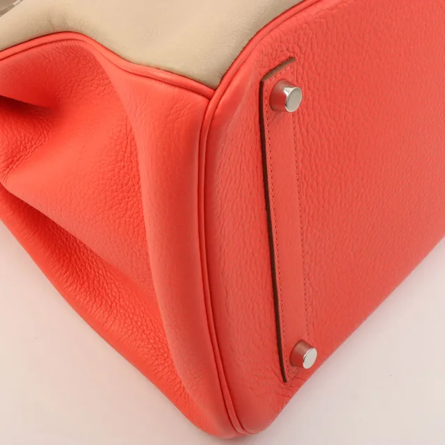 Hermès 2012 Birkin 35 Casaque Etoupe/Argile/Rose Jaipur in Taupe Clemence leather from VINTAGE QOO TOKYO, photo 9 of 11
