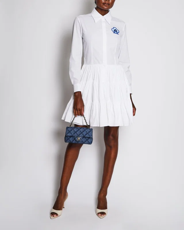 Louis Vuitton White Long Sleeve Midi Shirt Dress FR 38 (UK 10) in White from Sellier