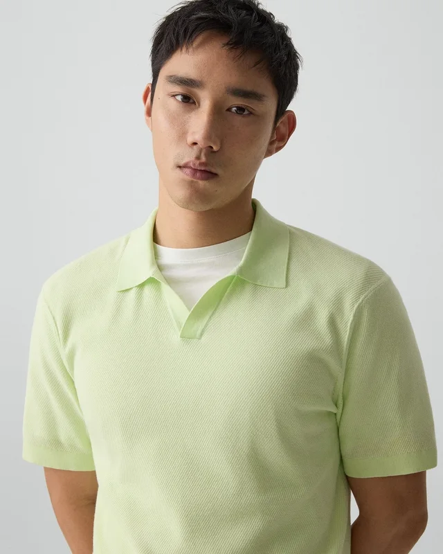 Theory Brenan Polo Shirt in Light Bilen in FADED LIME 62% Viscose, 38% Polyester; Exclusive Of Elastic, photo 12 of 14 from Theory