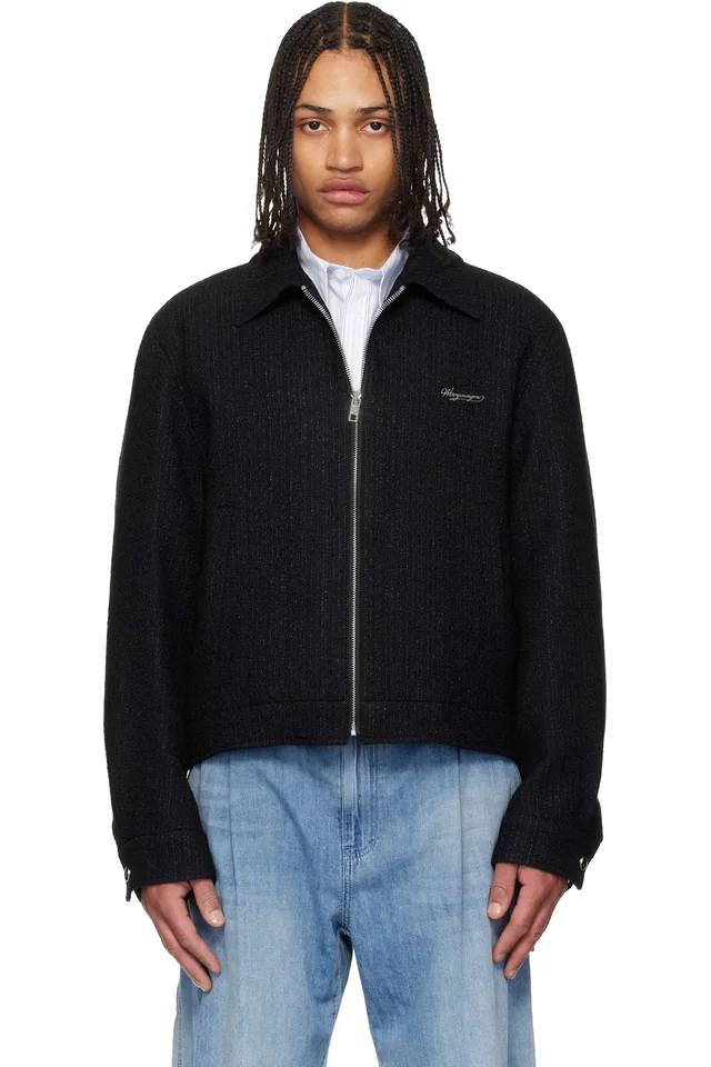 Black Tweed Zip-Up Jacket, image 1 of 1 from SSENSE