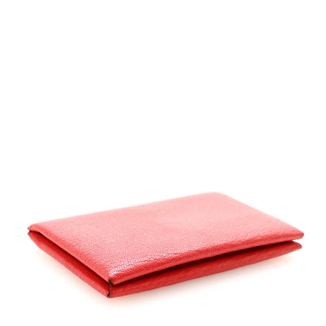 Hermès Chevre Mysore Calvi Card Case Rouge Tomate in Red Goatskin from FASHIONPHILE, photo 4 of 7