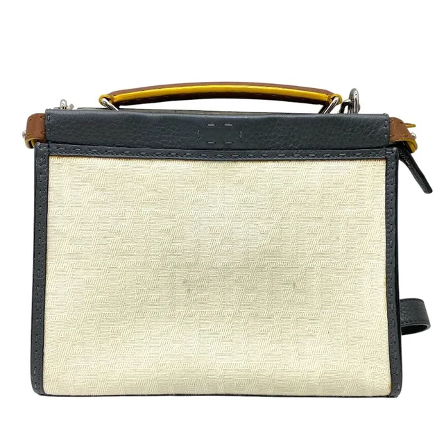 Fendi 2-Way Shoulder Bag Peekaboo Fit Selleria Canvas Leather Black White in Black Canvas from The Reluxe