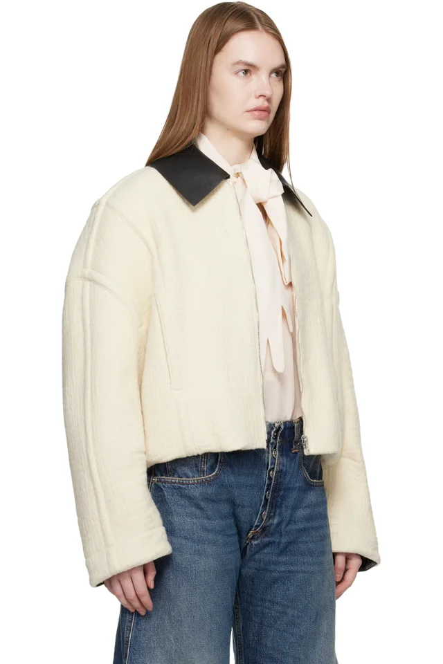 Jean Paul Gaultier Off-White Heavy Wool Bomber Jacket, photo 2 of 4 from SSENSE