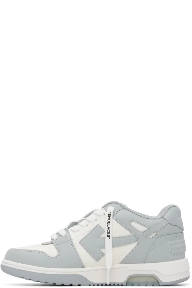 Off-White Gray & White 'Out Of Office' Calf Leather Sneakers, photo 3 of 5 from SSENSE