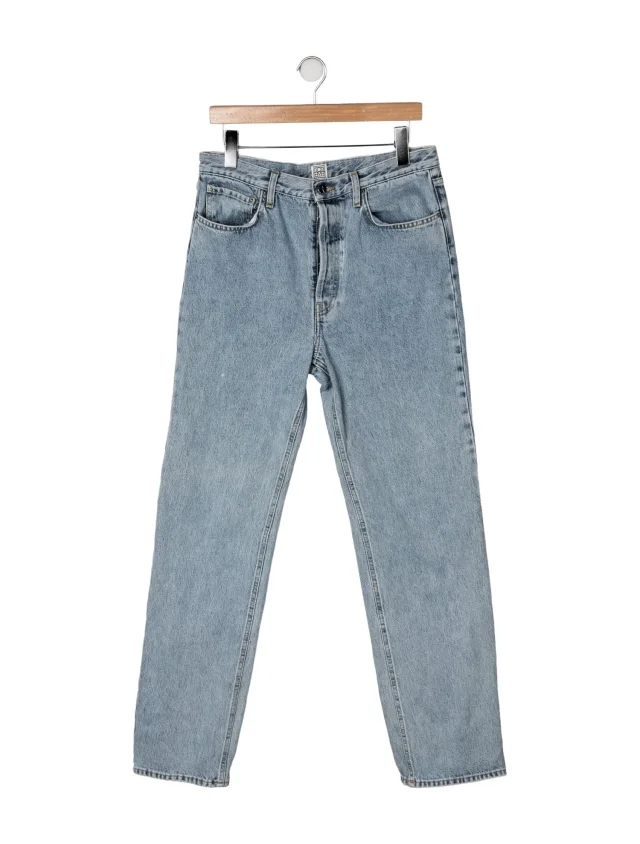 TOTEME High-Rise Straight Leg Jeans in blue from The RealReal