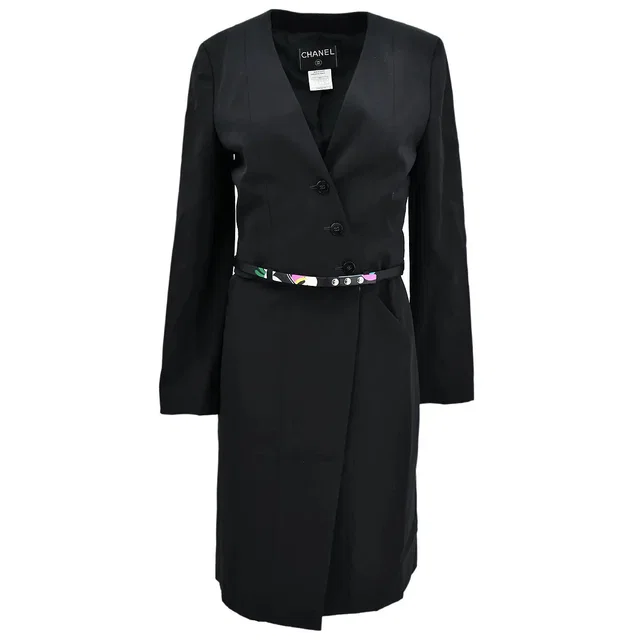 Chanel 2000SS Belted Jacket Skirt Set #38 in Wool from AMORE Vintage Tokyo