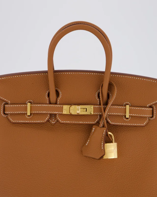 HOT* Hermès Birkin 25 Retourne Bag in Gold Togo leather from Sellier, photo 14 of 21