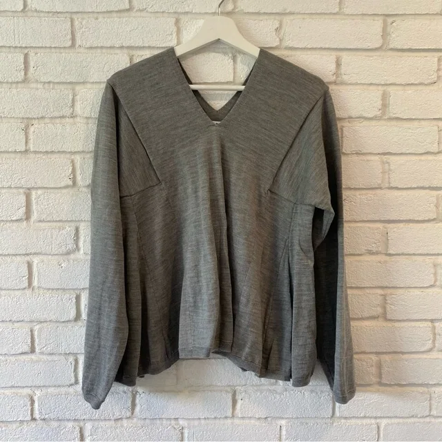 Comme des Garçons Wool V Neck Pullover Sweater Women’s Size Large in gray Wool from Poshmark