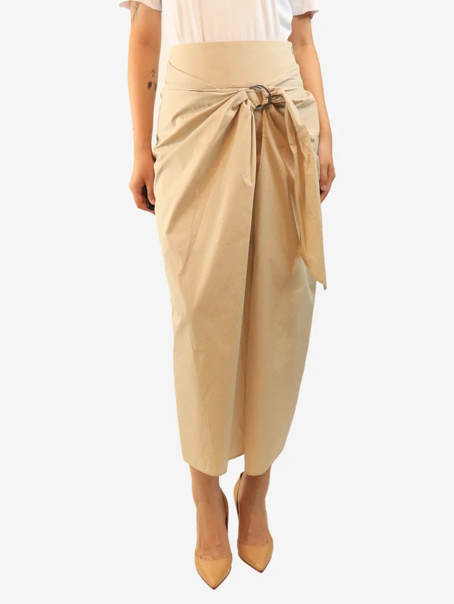 Brunello Cucinelli Neutral layered cotton skirt - size UK 8 from Sign of the Times