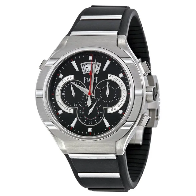 Piaget Polo GMT Chronograph Black Dial Mens Watch GOA34002 in red|black|gray from Jomashop.com