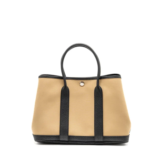 Hermès Garden Party 30 Canvas/Negonda Leather Trench/Black SHW Stamp D in Black Canvas from EMIER