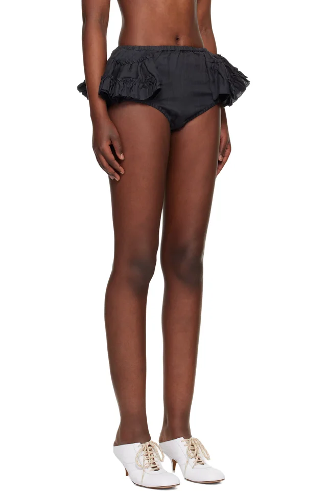 Dries Van Noten Black Ruffled Briefs, photo 2 of 4 from SSENSE