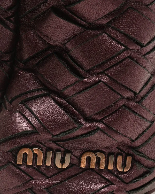 Miu Miu Plum Woven Zip Clutch Bag in Woven leather from A Retro Tale, photo 6 of 10
