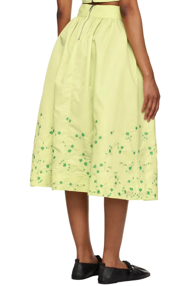GANNI SSENSE Exclusive Green Midi Skirt, photo 3 of 4 from SSENSE