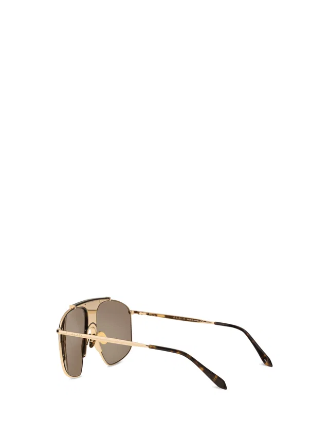 Alaïa Aa0098s002 Square Aviator Sunglasses — Brown Metal Fibers in Brown Crocodile from HEWI