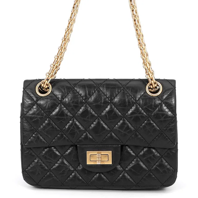 Chanel 2.55 ChainShoulder Bag BlackAS0874 Aged Calf Leather Size Mini in Calfskin from GALLERY RARE