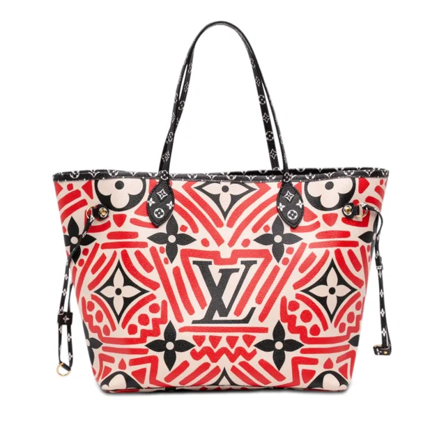 Red Louis Vuitton Monogram Giant Crafty Neverfull MM Tote Bag in Red Coated canvas from Designer Revival