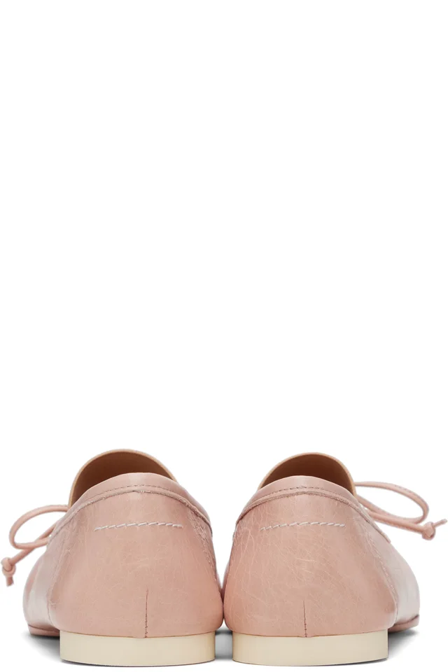 MM6 Maison Margiela Pink Square Toe Ballerina Flats, photo 2 of 5 from SSENSE
