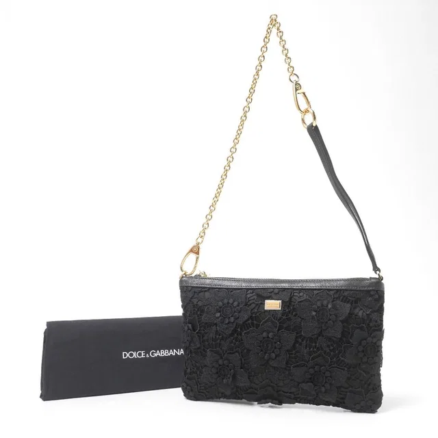 Dolce & Gabbana Shoulder Bag Lace Bag Lip Charm Leopard Pattern in Leather from The Reluxe