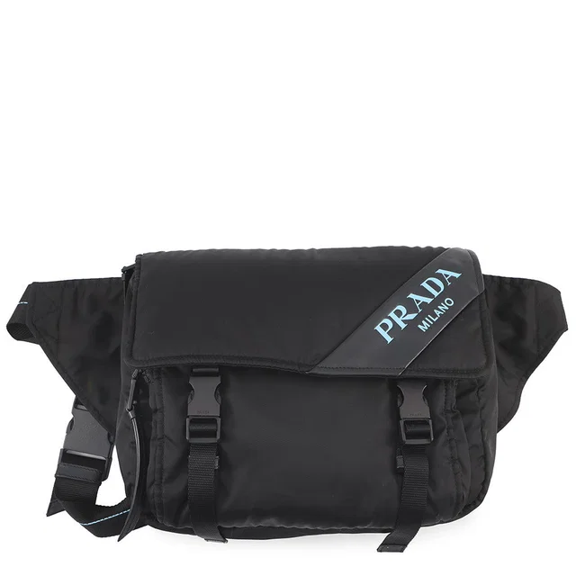 Prada Messenger bag Black/Blue1BD157 Tessuto Nylon Leather in Black Nylon from GALLERY RARE