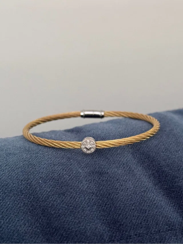 Charriol Single Diamond Station Stainless Steel Gold Cable Bracelet in gold from Poshmark
