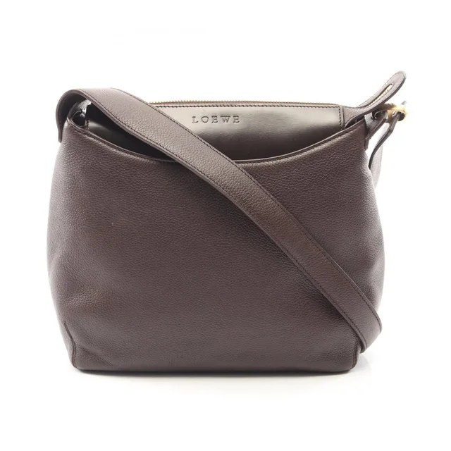 Loewe Shoulder Bag Leather Debossed Logo On The Front Brown in brown|red Leather from Poshmark