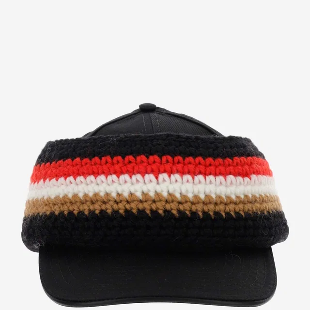 Burberry 8052498 Crochet Headband Baseball Cap — Black Cotton Caps in Black Wool from HEWI