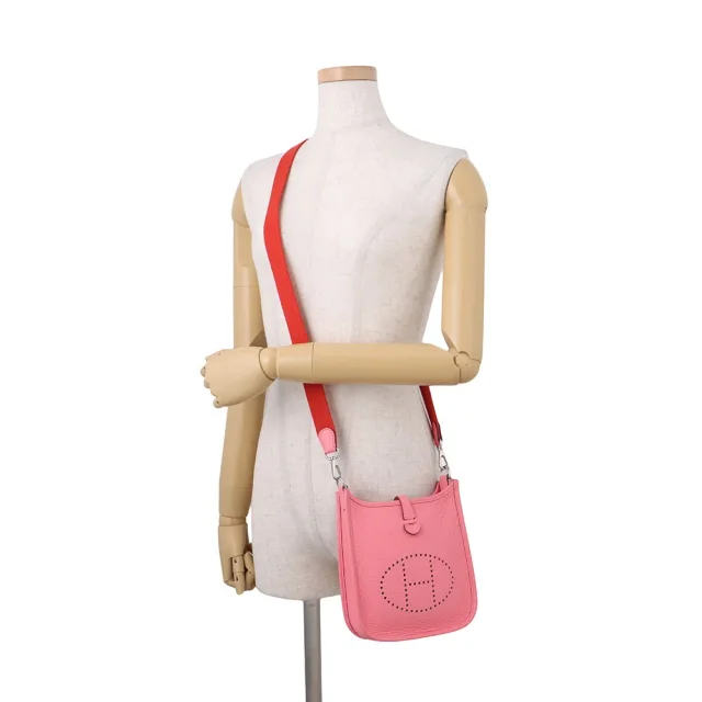 Hermès Evelyne Amazon Long Rose Azalee/Rouge Pivoine Taurillon Clemence Size TPM in Red Clemence leather from GALLERY RARE, photo 5 of 17