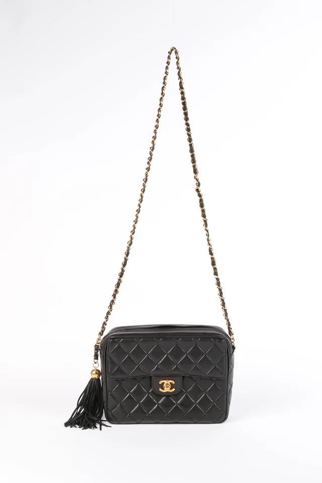 90s Chanel Black Lambskin Leather Camera Bag from Break Archive
