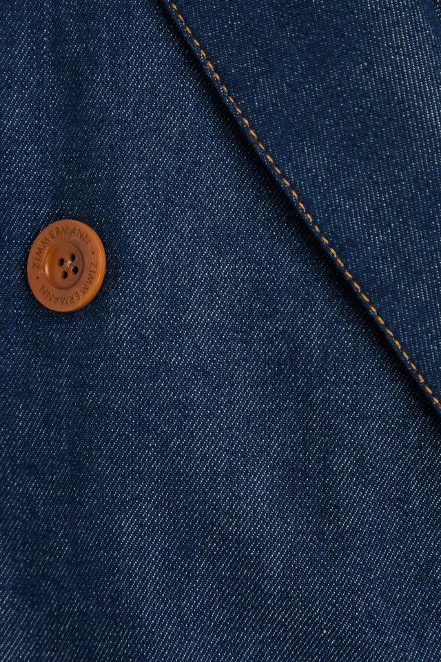 Zimmermann Double-Breasted Cotton-Blend Denim Blazer in Blue, photo 4 of 4 from THE OUTNET