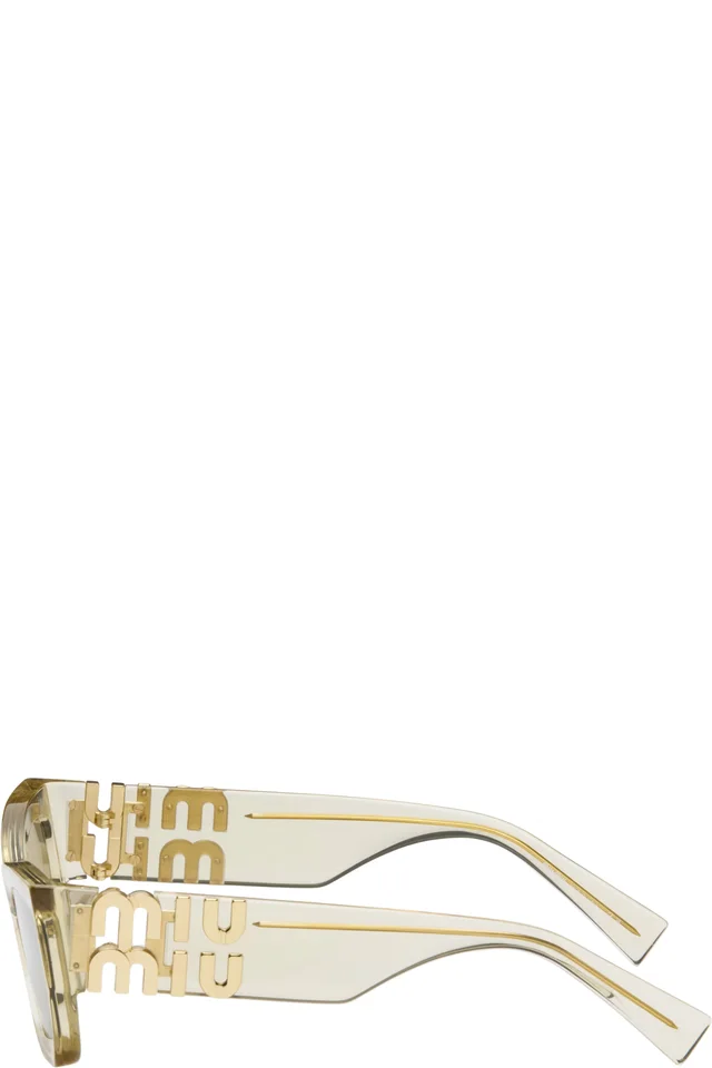 Miu Miu Eyewear Yellow Miu Glimpse Sunglasses, photo 3 of 4 from SSENSE