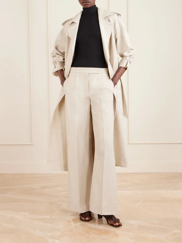 MAX MARA Belted linen-drill trench coat in Beige, photo 2 of 2 from NET-A-PORTER (Canada)