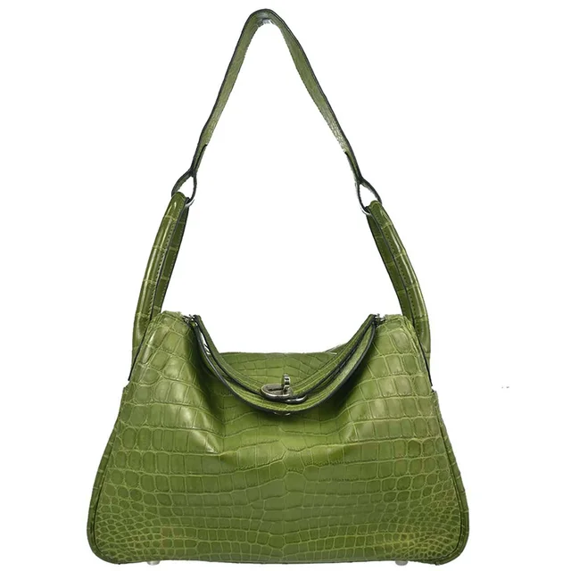 Hermès Anis Green Niloticus Lindy 30 Shoulder Bag in Green Crocodile from AMORE Vintage Tokyo