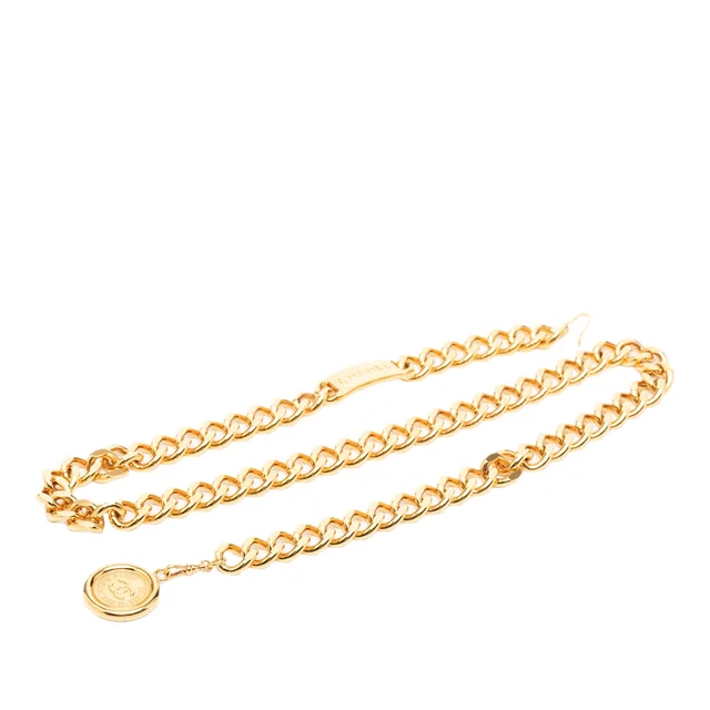 Gold Chanel CC Medallion Chain Link Belt in Gold from Designer Revival