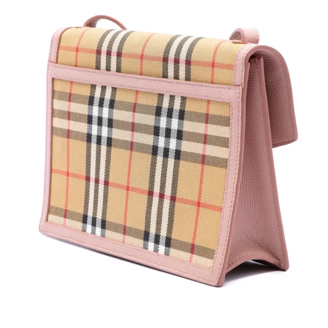 Beige Burberry Small House Check Canvas Macken Crossbody in Beige Canvas from Designer Revival, photo 2 of 6