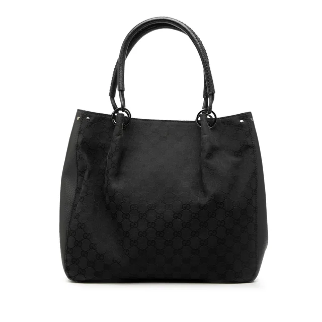 Black Gucci GG Canvas Tote in Black Canvas from Designer Revival