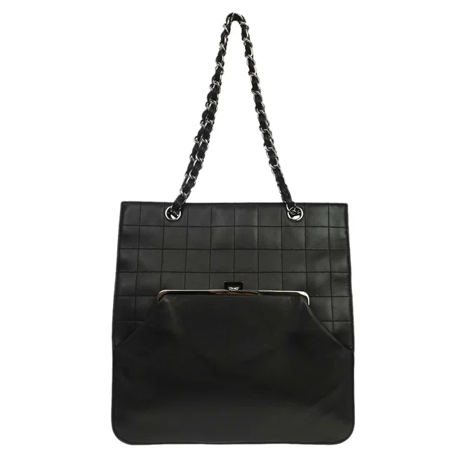 Chanel 2005-2006 Black Lambskin Choco Bar Tote Handbag in Black Lambskin from AMORE Vintage Tokyo