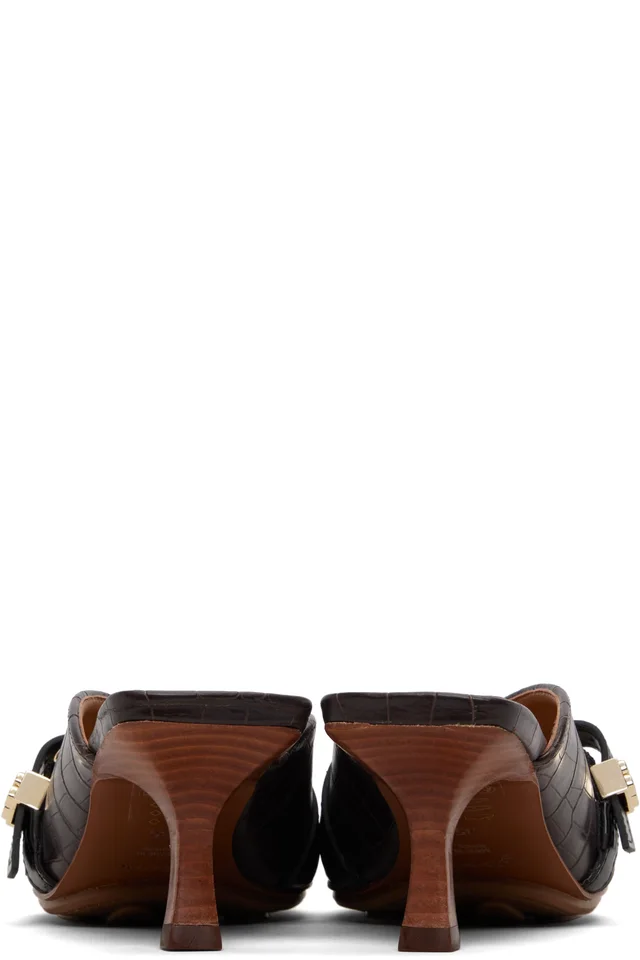 GANNI Brown Sue Mule Heels, photo 2 of 5 from SSENSE