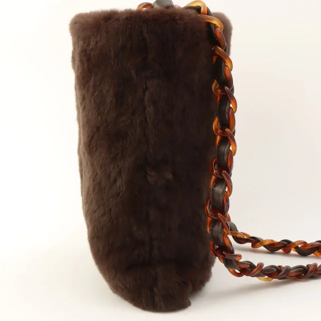 Chanel Around 1998, Lapin Farve brown marble pattern shoulder bag, dark brown from VINTAGE QOO TOKYO, photo 4 of 14