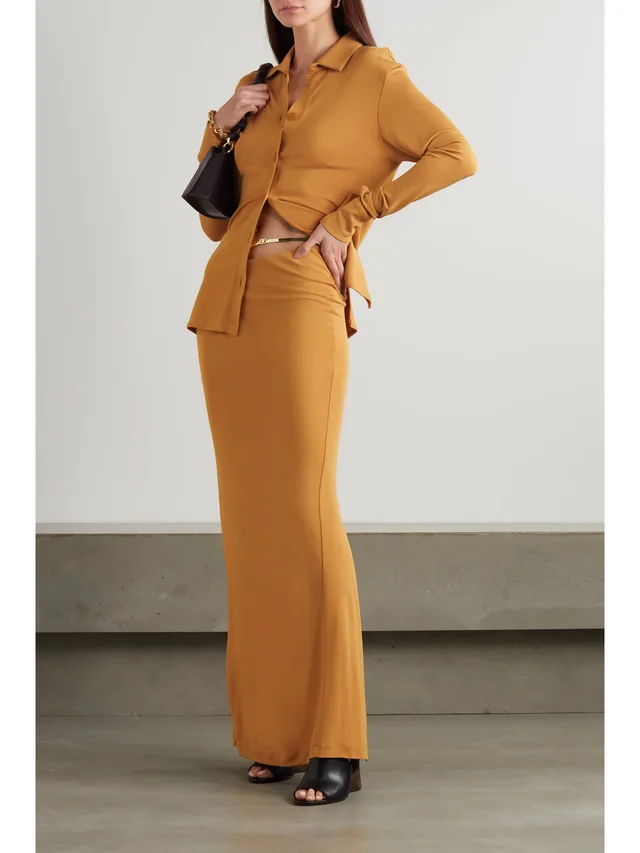 CHRISTOPHER ESBER Buckled cutout jersey maxi skirt in Beige, photo 2 of 2 from NET-A-PORTER (Canada)