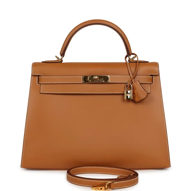 Hermès Vintage Kelly Sellier 32 Naturel Sable Chamonix Gold Hardware in Beige Goatskin from Madison Avenue Couture