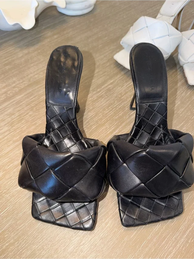 Bottega Veneta Intrecciato Leather Square-Toe Slide Mules in black Woven leather from Poshmark