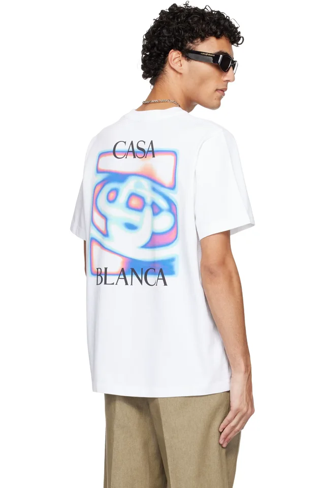 Casablanca White Heat Map Logo Short Sleeve T‑shirt, photo 3 of 4 from SSENSE